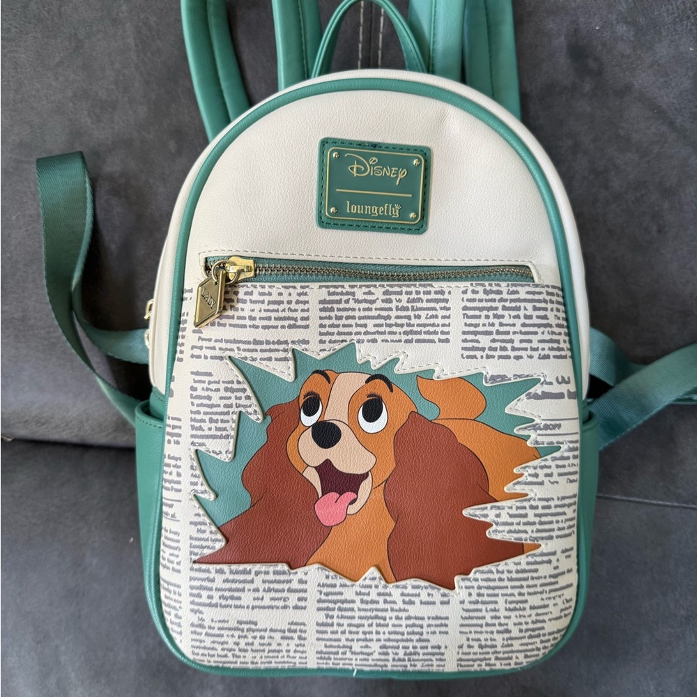Disney Loungefly Lady and the Tramp Dog Backpack - Cream and Green
